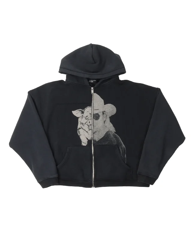 Pig Alan Jackson Assemblage Zip Up Hoodie Hoodie with Elastic Cuffs Stretchable Comfortable