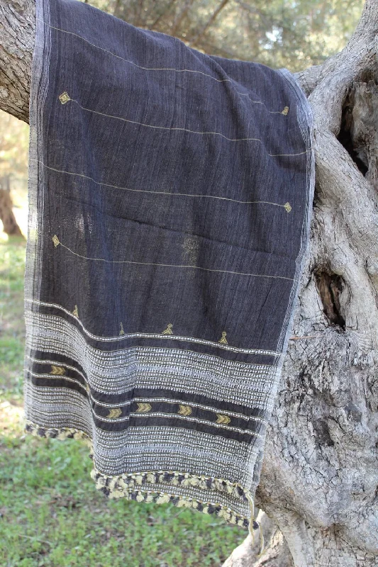 Gujarati Tribal Shawl ~ Handwoven Organic Cotton ~ Plant Dye Warm Knit Shawl Wrap