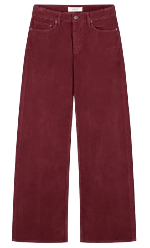 KUYICHI Harper loose flare corduroy trousers bordeaux women Trousers Mesh Breathable