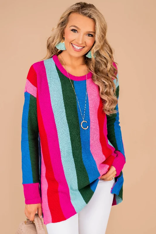 Want To Be Seen Magenta Purple Striped Sweater Graphic Sweater Embroidered Appliqued Want To Be Seen Magenta Purple Striped Sweater Graphic Sweater Embroidered Appliqued