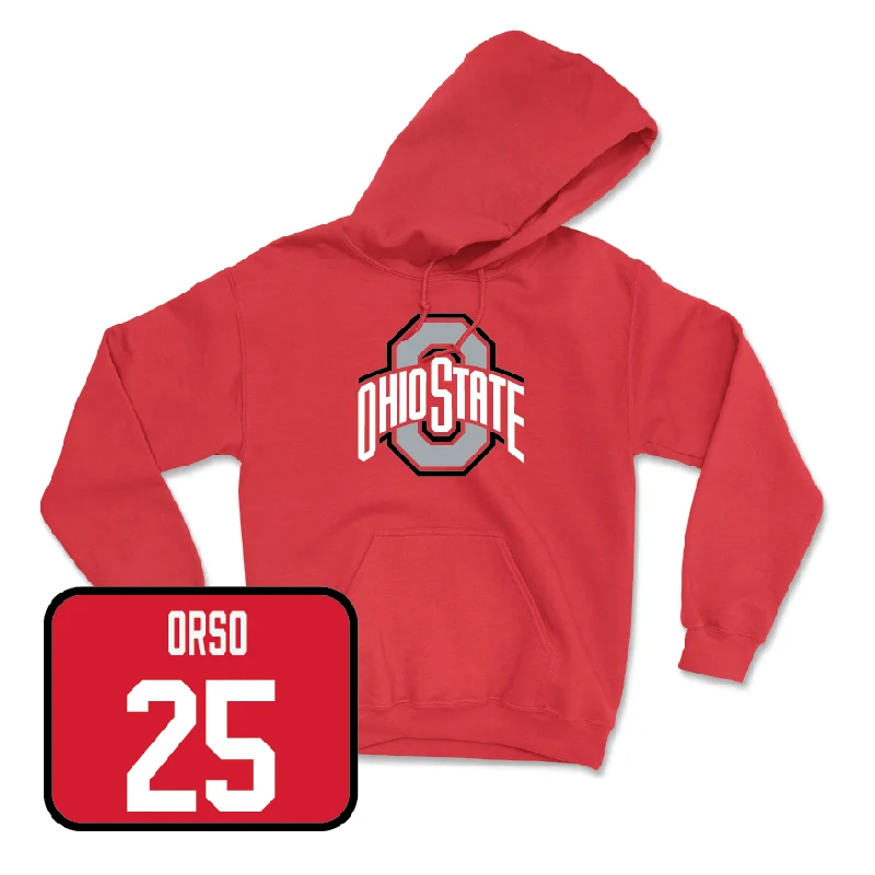 Red Women's Lacrosse Team Hoodie  - Olivia Orso Hoodie with Hem Detail Decorative Unique