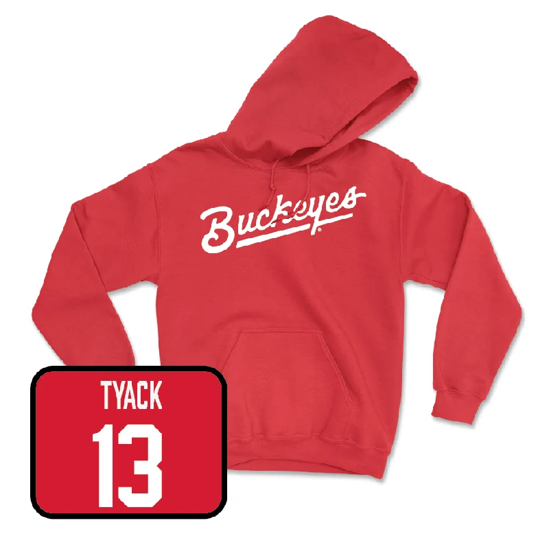 Red Women's Lacrosse Script Hoodie - Kate Tyack Hoodie with High Neck Warm Protective