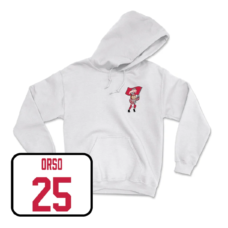 Women's Lacrosse White Brutus Hoodie  - Olivia Orso Hoodie with Drawstring Waist Adjustable Fitted