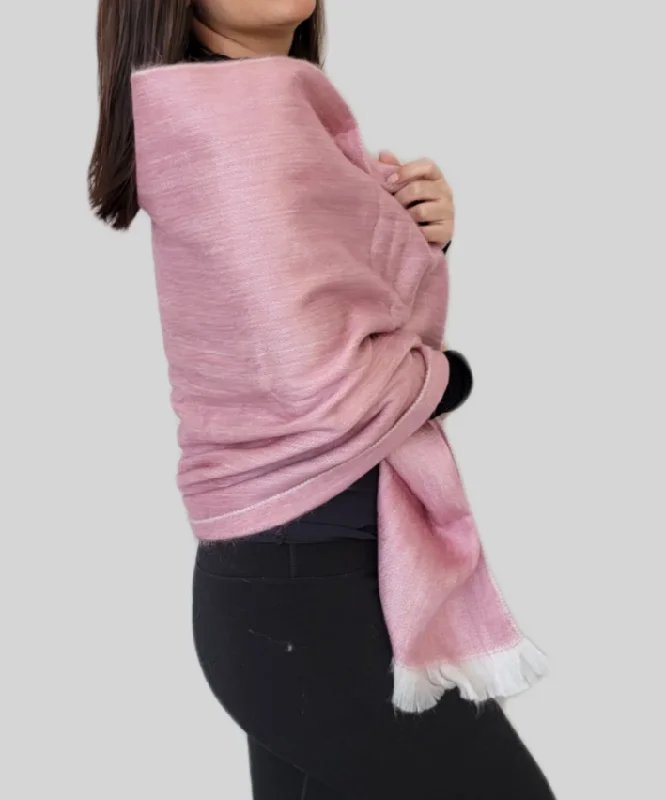 Tucan - Pink Alpaca Wool Shawl Warm Cashmere Shawl Cape