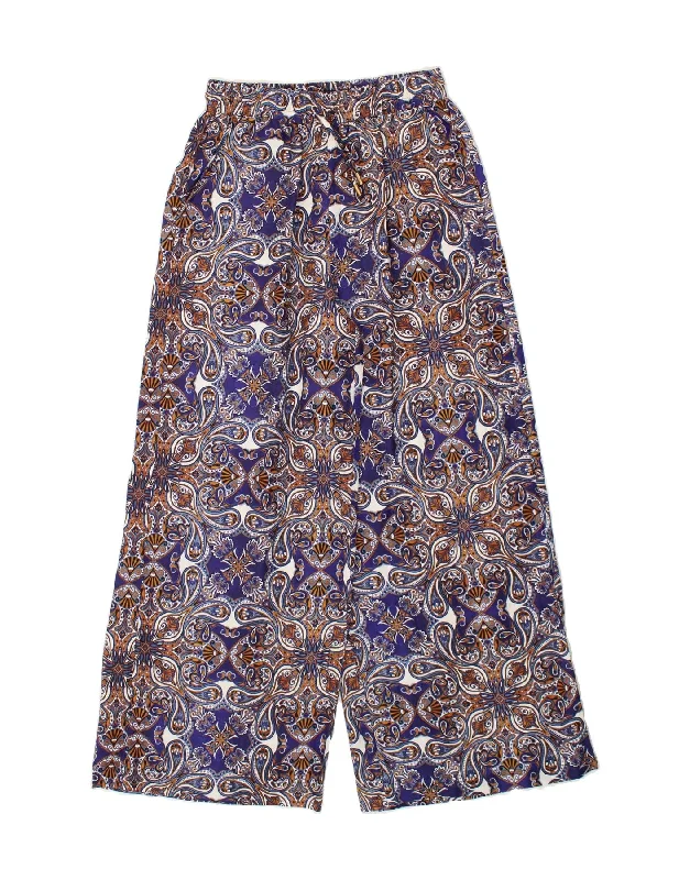 KAREN MILLEN Womens Casual Trousers UK 12 Medium W30 L31  Blue Paisley Trousers Designer Luxury