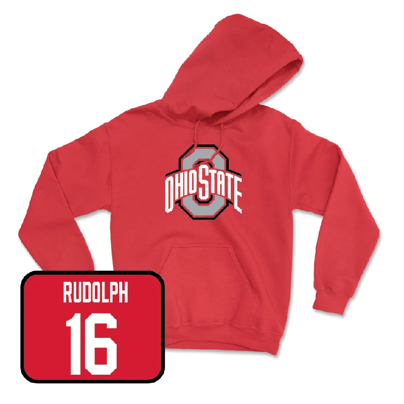 Red Women's Lacrosse Team Hoodie - Audrey Rudolph Hoodie with Hem Lace Feminine Delicate