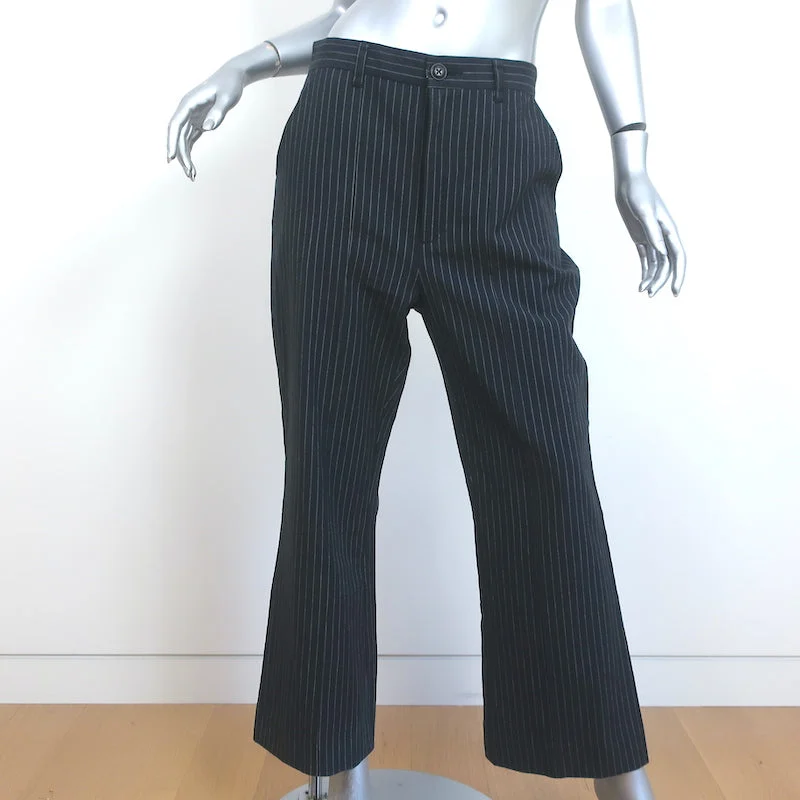 THE GREAT The Bell Trousers Dark Gray Pinstripe Cotton-Wool Size 29 NEW Trousers Vintage Classic