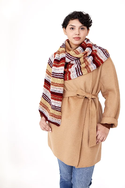 Multi Texture Shawl (Knit) Classic Shawl with Tassels