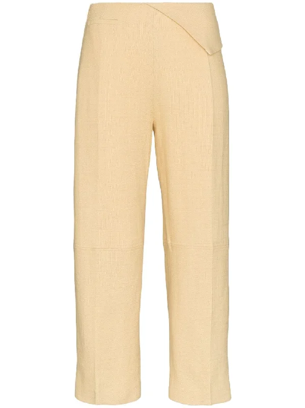 pleat front waist detail cotton trousers Trousers Bridal Satin
