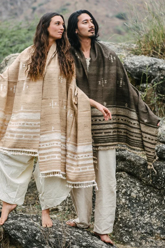 Gujarati Tribal Shawl ⋙ Handwoven Wool & Silk Shawl Comfortable Pashmina Shawl