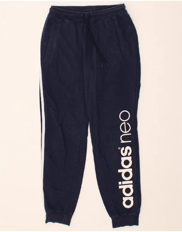 ADIDAS Womens Graphic Tracksuit Trousers Joggers UK 8 Small  Navy Blue Trousers Office Stylish