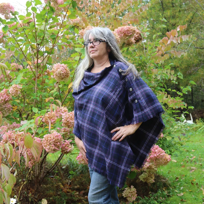 Button Shawl~ 100% Wool Speciality Tartan Chic Cotton Shawl Wrap
