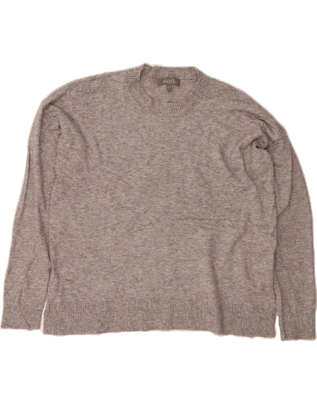 OASIS Womens Crew Neck Jumper Sweater UK 14 Medium Grey Flecked Viscose Mesh Sweater Canvas Denim OASIS Womens Crew Neck Jumper Sweater UK 14 Medium Grey Flecked Viscose Mesh Sweater Canvas Denim