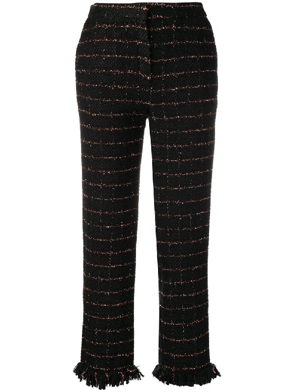 tweed straight trousers Trousers Solid Black