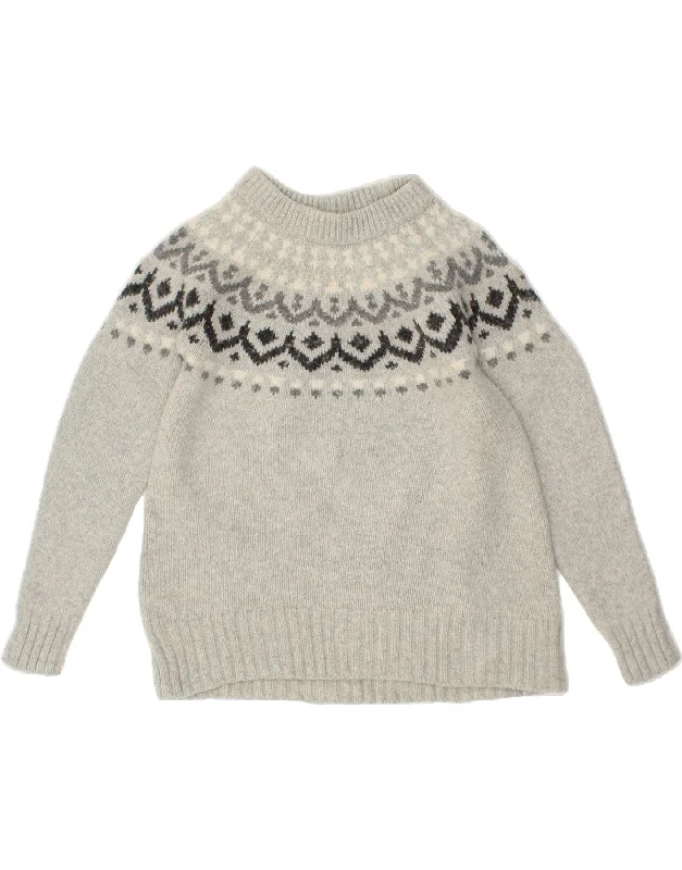 J. CREW Womens Crew Neck Jumper Sweater UK 12 Medium Grey Fair Isle Welt Pockets Slit Pockets Flap Pockets J. CREW Womens Crew Neck Jumper Sweater UK 12 Medium Grey Fair Isle Welt Pockets Slit Pockets Flap Pockets