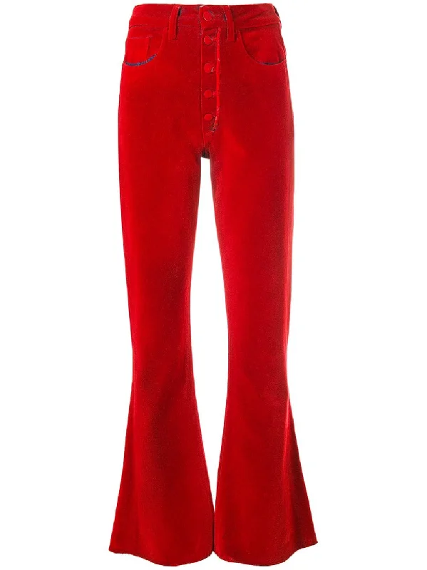 flared high waisted trousers Trousers Solid Black