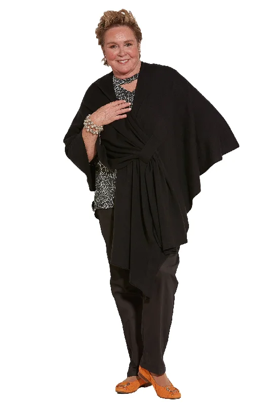 Shawl - Black | Cashmere | Adaptive Clothing by Ovidis Luxurious Silk Shawl Cape