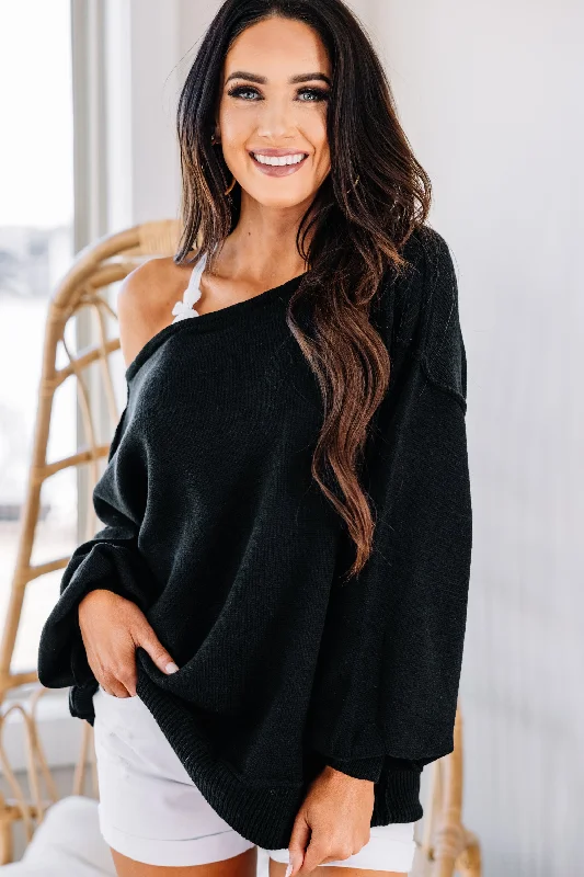 Boost Your Mood Black Sweater Cashmere Blend Cotton Blend Poly Blend