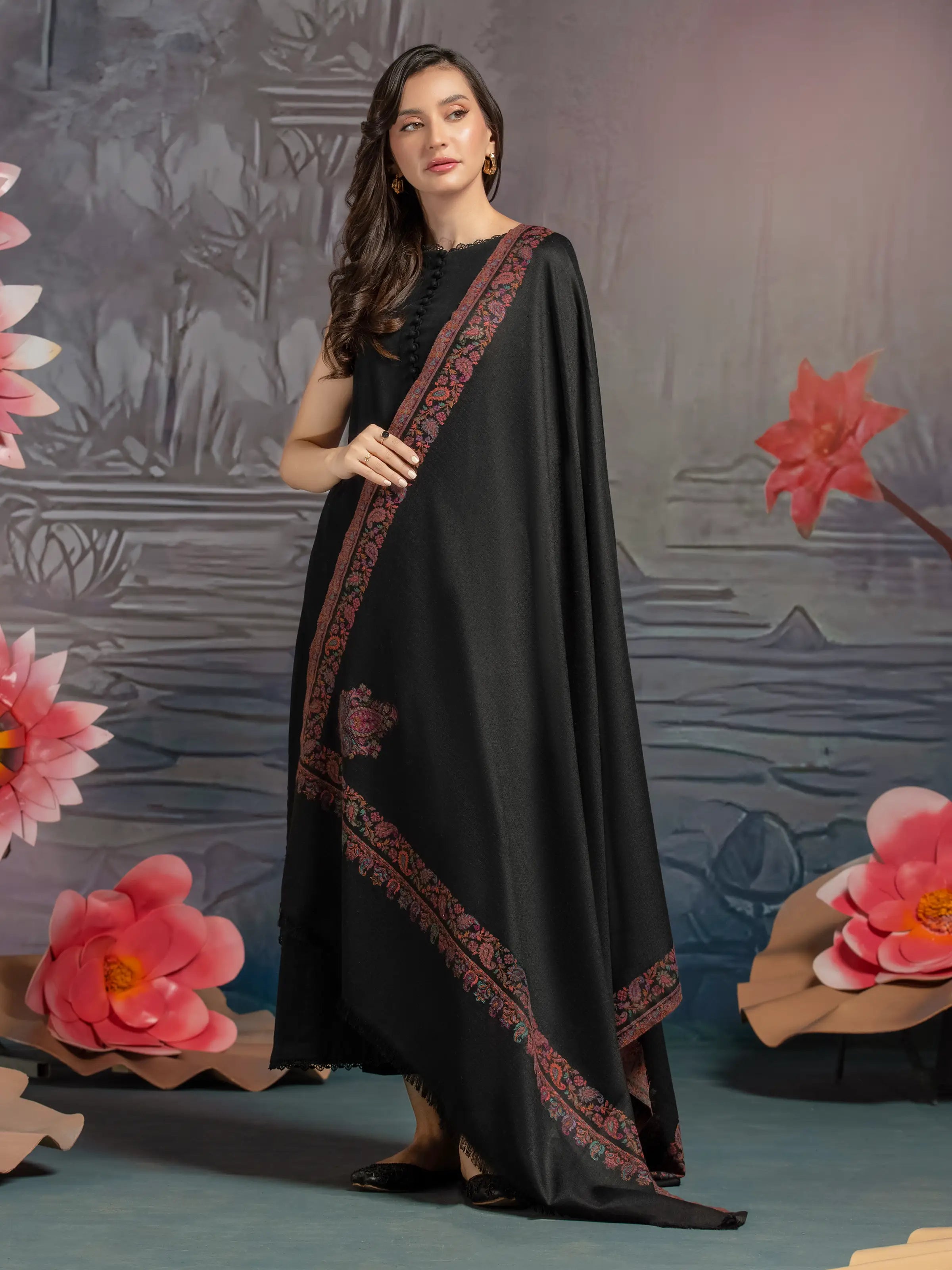 Pashmina Jacquard Zari Shawl - EWMS5-039 Soft Summer Shawl Wrap