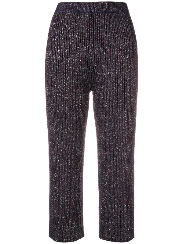 lurex ribbed knit trousers Trousers fashionable trendy