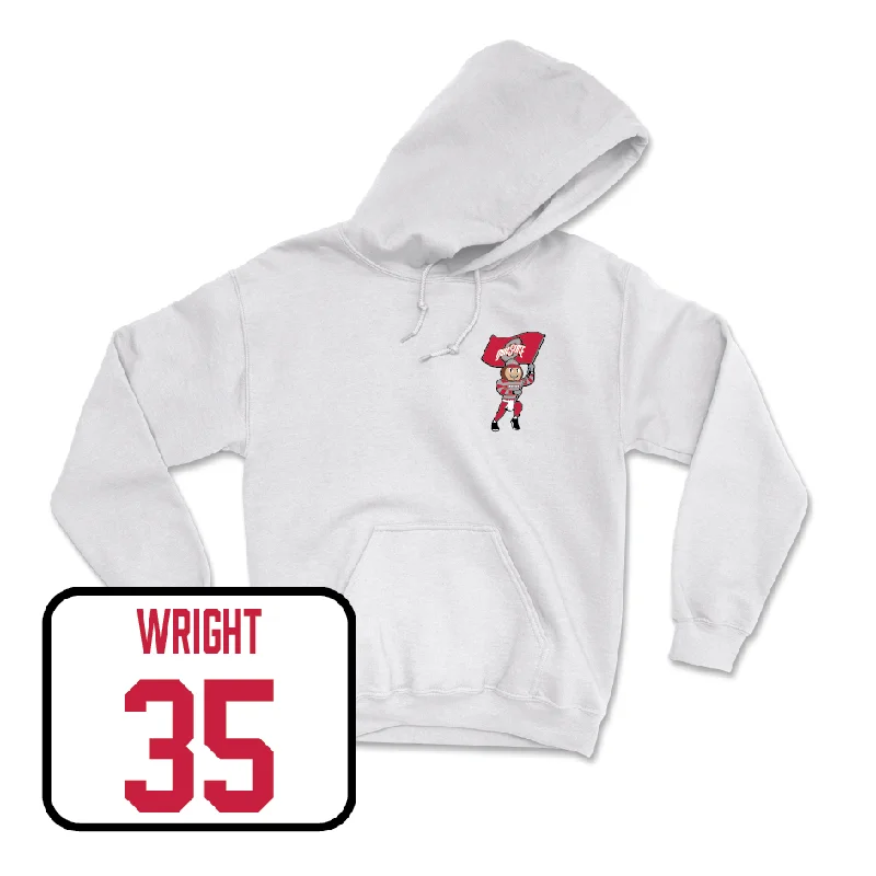 Women's Lacrosse White Brutus Hoodie - Ella Wright Hoodie with Hem Drawcord Adjustable Customizable