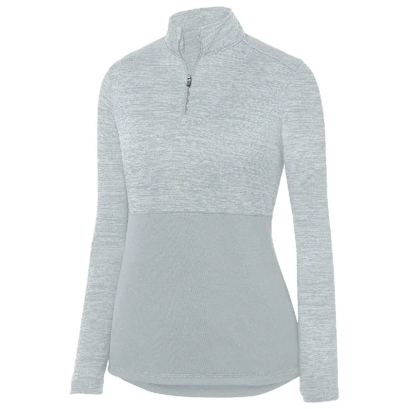 Augusta Women's Silver Shadow Tonal Heather Quarter Zip Pullover Surplice Neck Pullover Augusta Women's Silver Shadow Tonal Heather Quarter Zip Pullover Surplice Neck Pullover