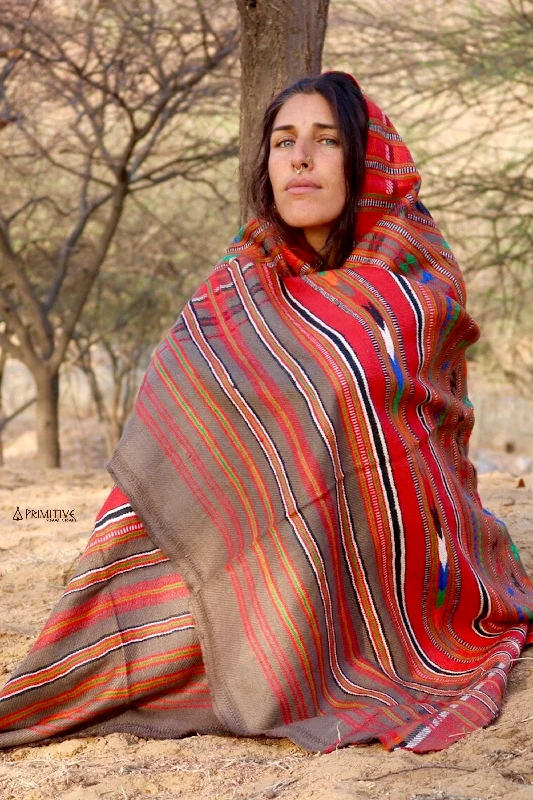 Rajasthani Handloom Pattu Shawl Chic Knit Shawl Poncho