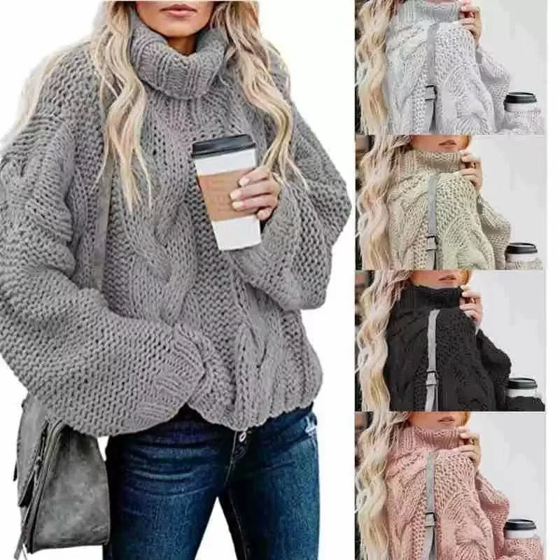 Women's Fashion Casual Turtleneck Pullover Loose-fitting Long Sleeves Sweater Soft Wool Sweater Women's Fashion Casual Turtleneck Pullover Loose-fitting Long Sleeves Sweater Soft Wool Sweater