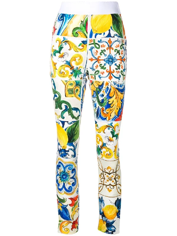 Majolica print trousers Trousers versatile all-occasion