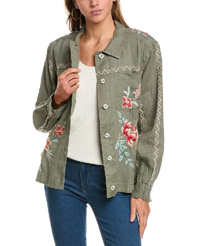 Johnny Was Relaxed Linen Jacket V-Neck Jacket Boat Neck Jacket Square Neck Jacket