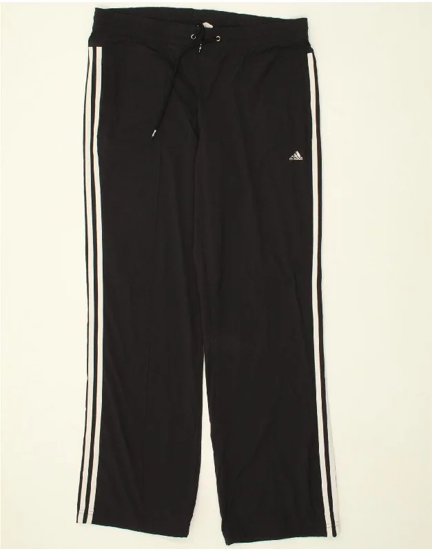 ADIDAS Womens Climalite Tracksuit Trousers UK 16 Large Black Polyamide Trousers Flared Retro