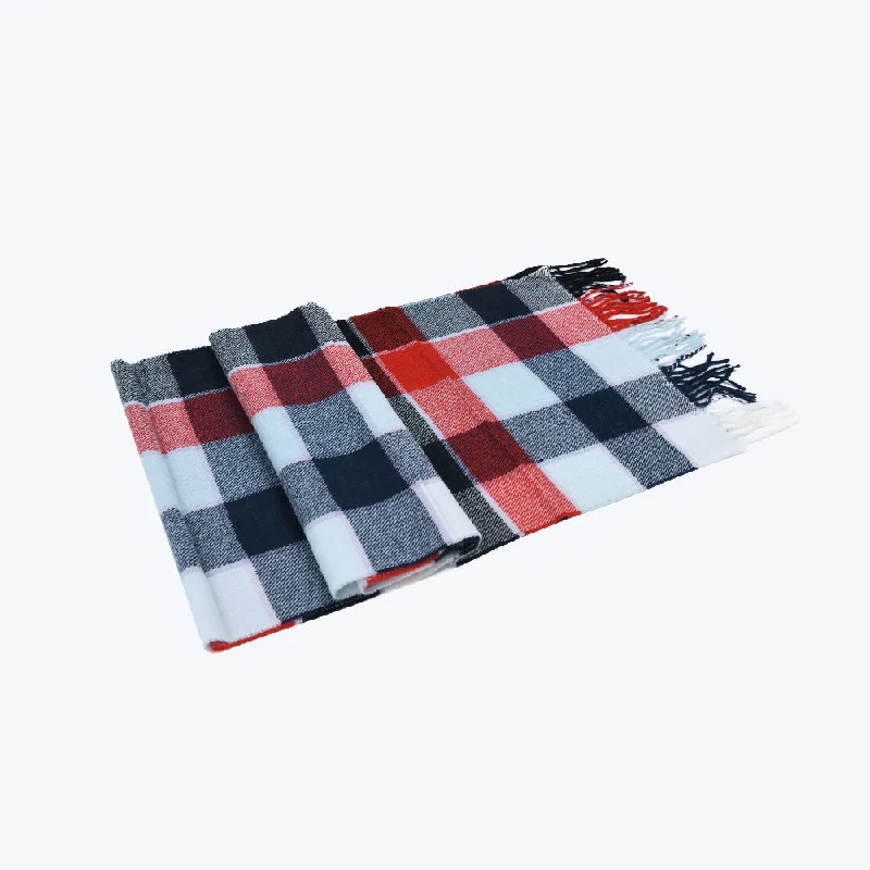US Stock Women's Winter Warm Scarf Tartan Plaid Shawl Soft Long Wrap Trendy Long Knit Shawl