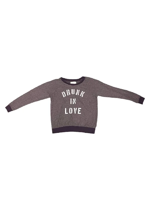 Drunk In Love Pullover In Aubergine Spaghetti Sleeve Top