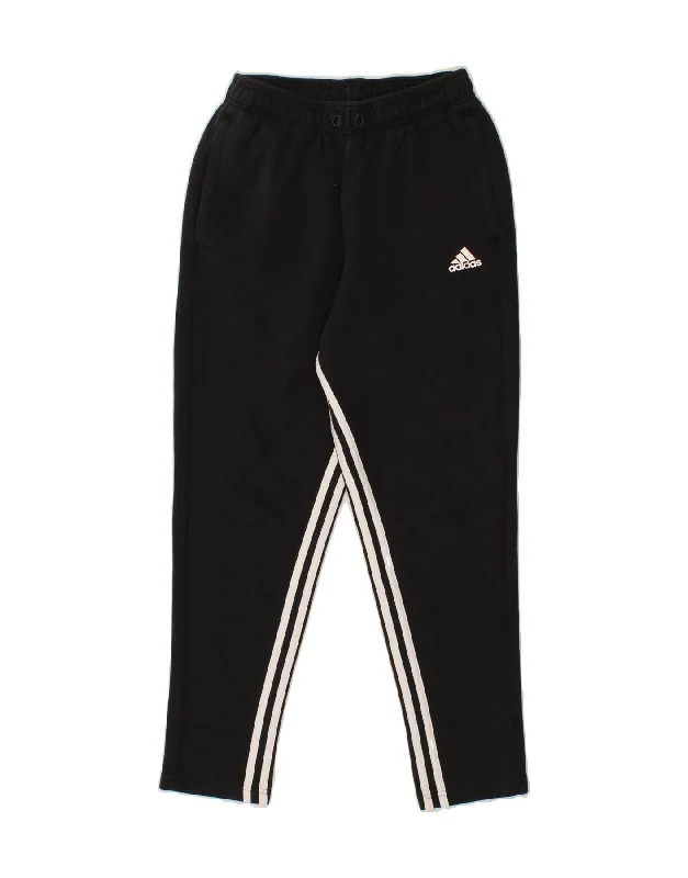 ADIDAS Womens Tracksuit Trousers UK 10 Small Black Cotton Trousers Tapered Slim Fit