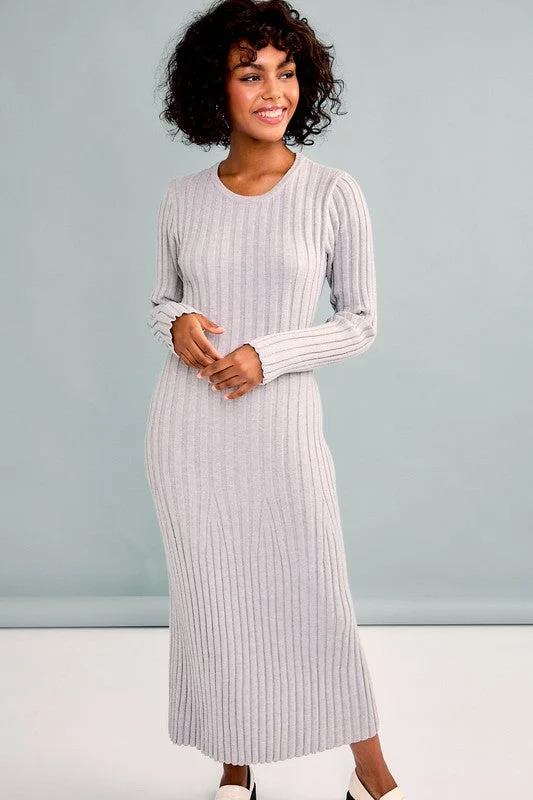 what's the scoop sweater dress - heather grey Striped Floral Plaid