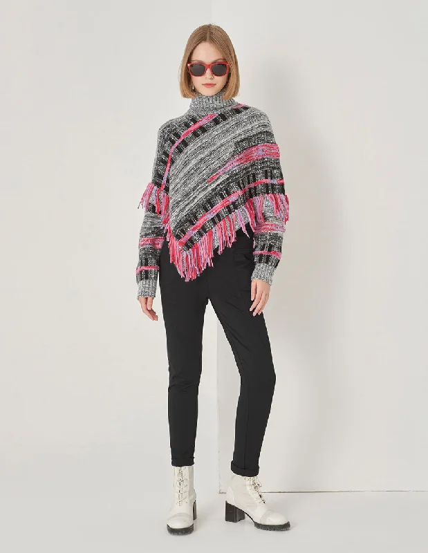 MARYLING Shawl Style Knitted Jumper Comfortable Plaid Shawl Wrap