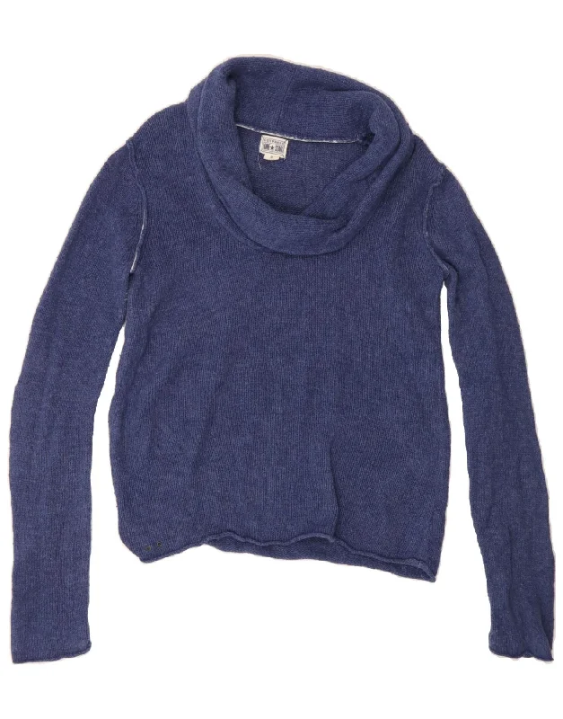 CONVERSE Womens Roll Neck Jumper Sweater UK 14 Medium Navy Blue Ramie Seamless Knitted Crochet CONVERSE Womens Roll Neck Jumper Sweater UK 14 Medium Navy Blue Ramie Seamless Knitted Crochet