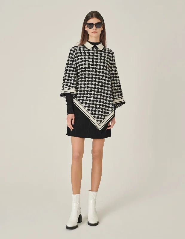 MARYLING Houndstooth Knitted Shawl Stylish Cashmere Shawl Wrap