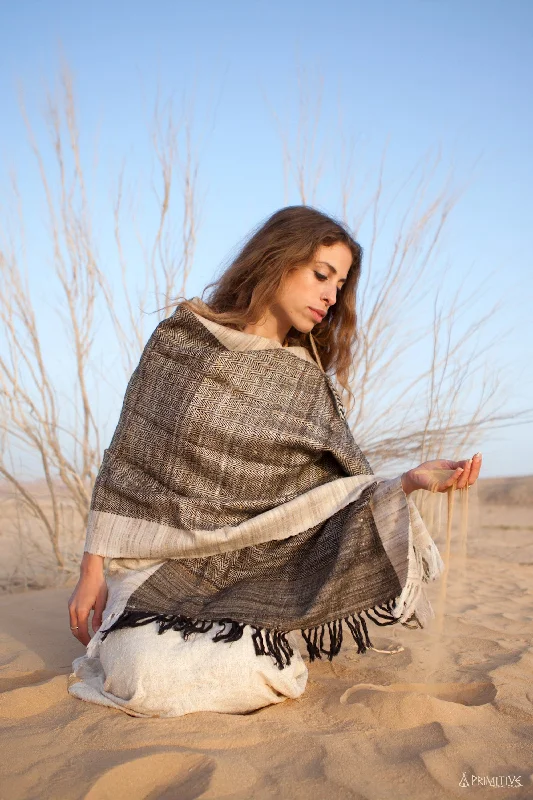 Handwoven Silk And Wool Shawl ~ Traditional Tribal Work ~ Fashionable Shawl with Tassels