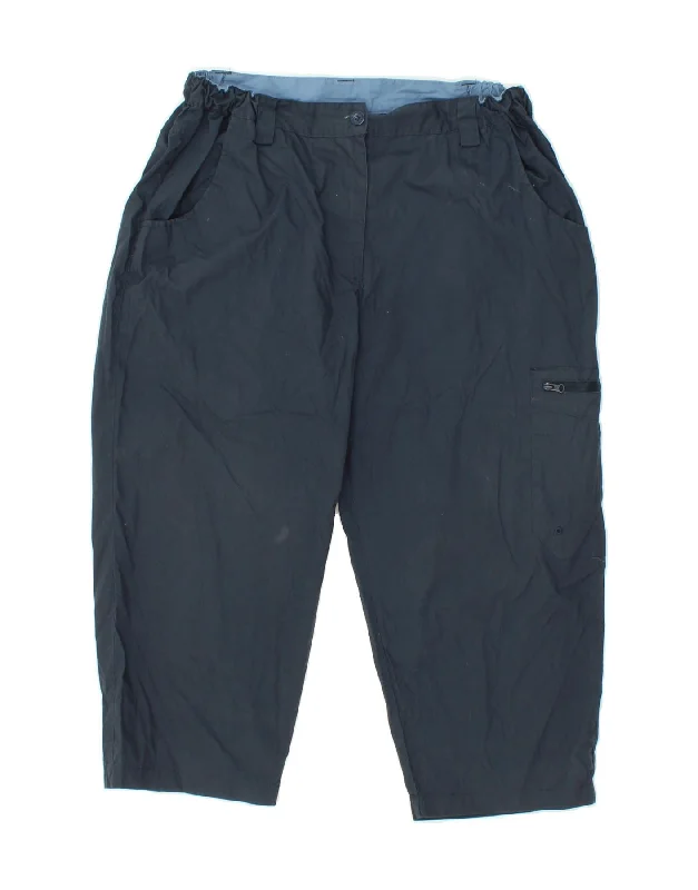 MOUNTAIN WAREHOUSE Womens Capri Windbreaker Trousers UK 14 Large Navy Blue Trousers Summer Linen