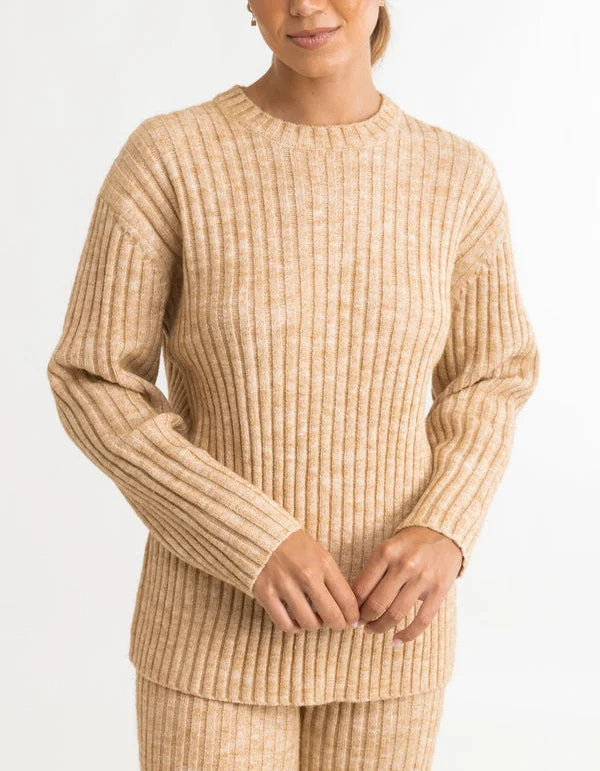 Daisy Sweater in Oatmeal Seamless Knitted Crochet