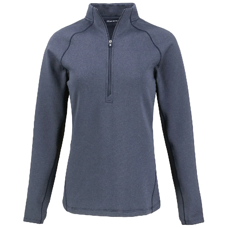 Cutter & Buck Women's Navy Blue Heather Peshastin Eco Recycled Half Zip Pullover Gathered Sleeve Pullover Cutter & Buck Women's Navy Blue Heather Peshastin Eco Recycled Half Zip Pullover Gathered Sleeve Pullover