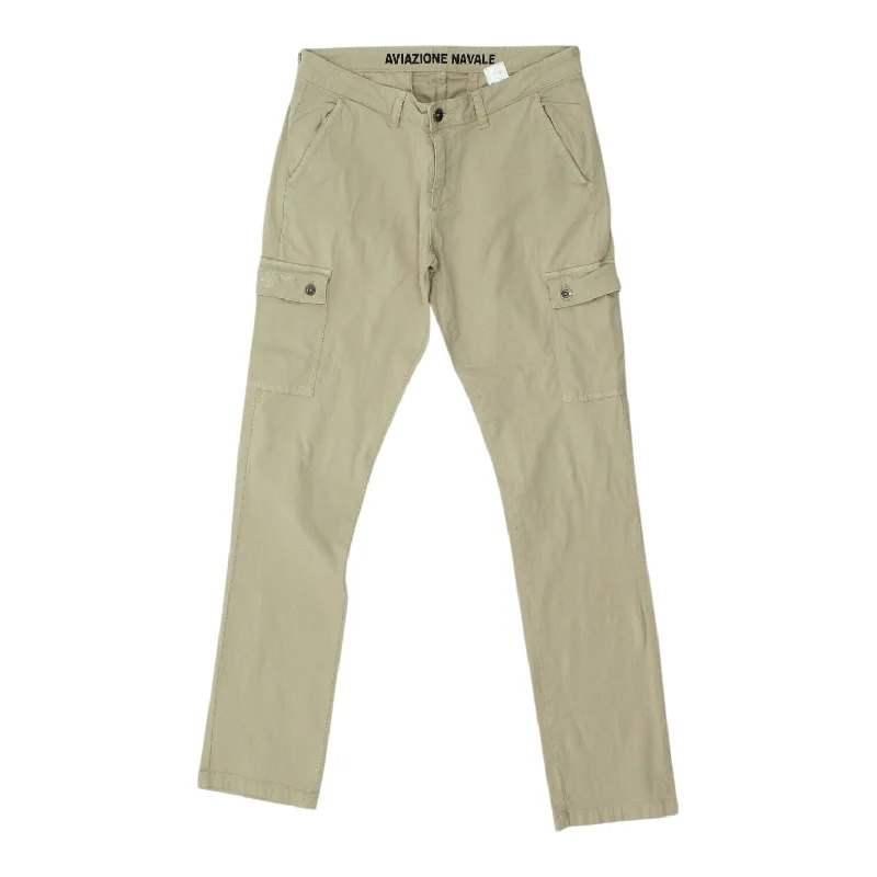 Aviazione Navale Womens Beige Slim Low Rise Cargo Pants | Designer Trousers VTG Trousers chic fashionable Aviazione Navale Womens Beige Slim Low Rise Cargo Pants | Designer Trousers VTG Trousers chic fashionable