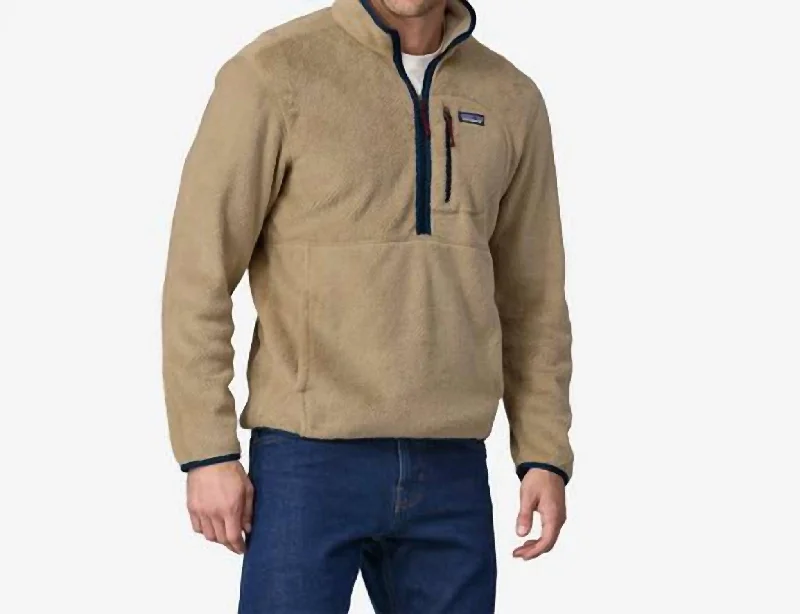 Men's Re-Tool Fleece Pullover Jacket In El Cap Khaki Soft Wool Sweater