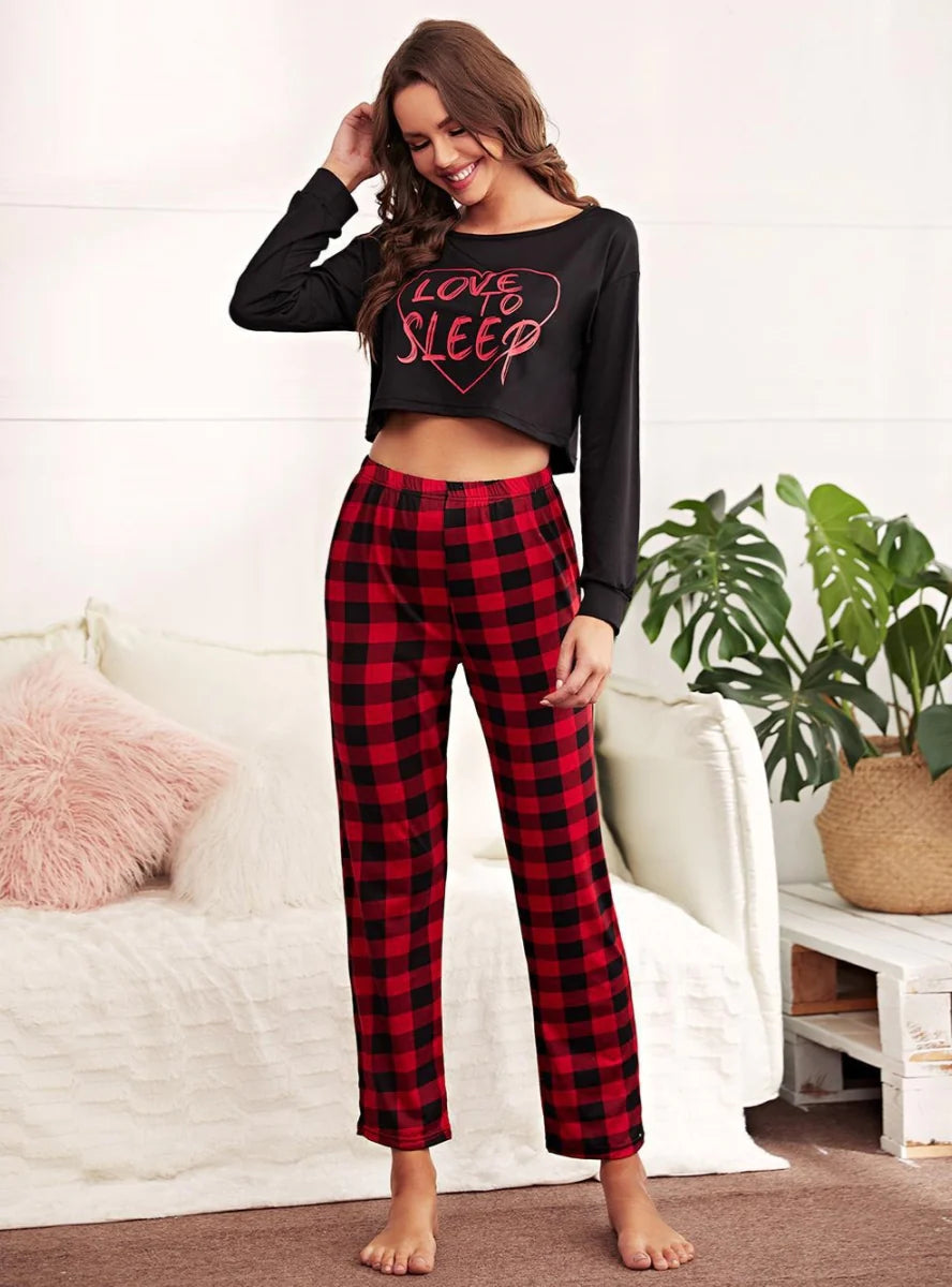 FASHION EXPOSED NAVEL LONG-SLEEVED TROUSERS CASUAL PAJAMAS Trousers trendy modern