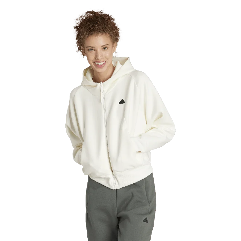 Women's Adidas Z.N.E. Full-Zip Hoodie (Top) Hoodie with Hem Fringe Bohemian Relaxed