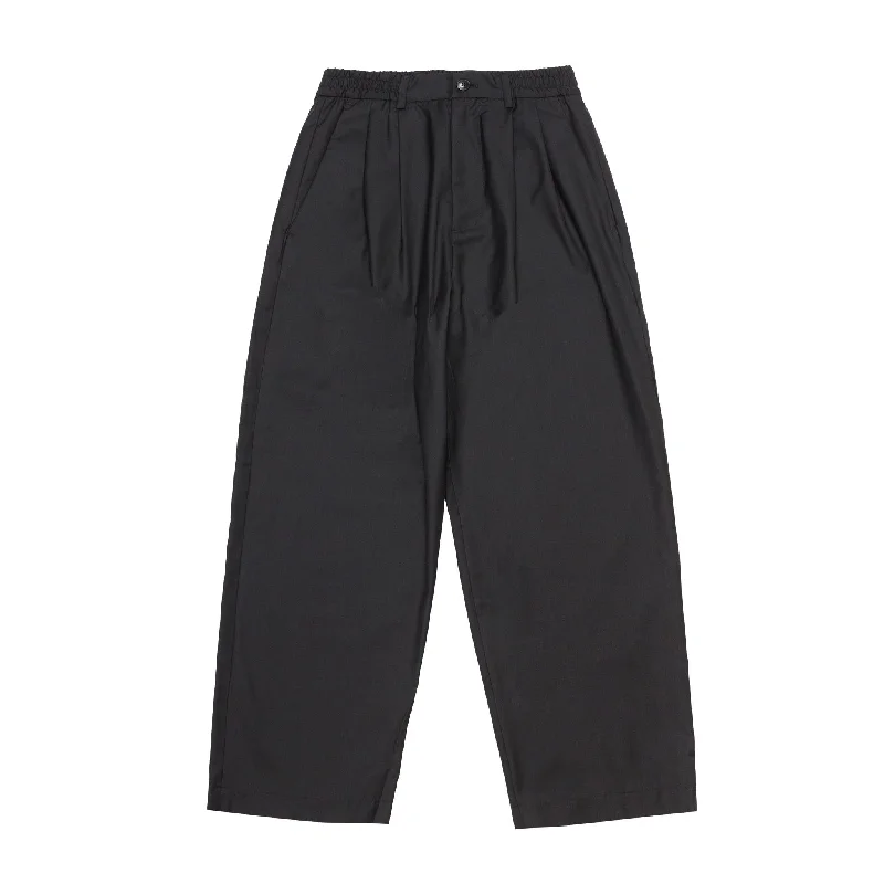 HOMME+ Pleated Loose Trouser Black Trousers Chinos Classic