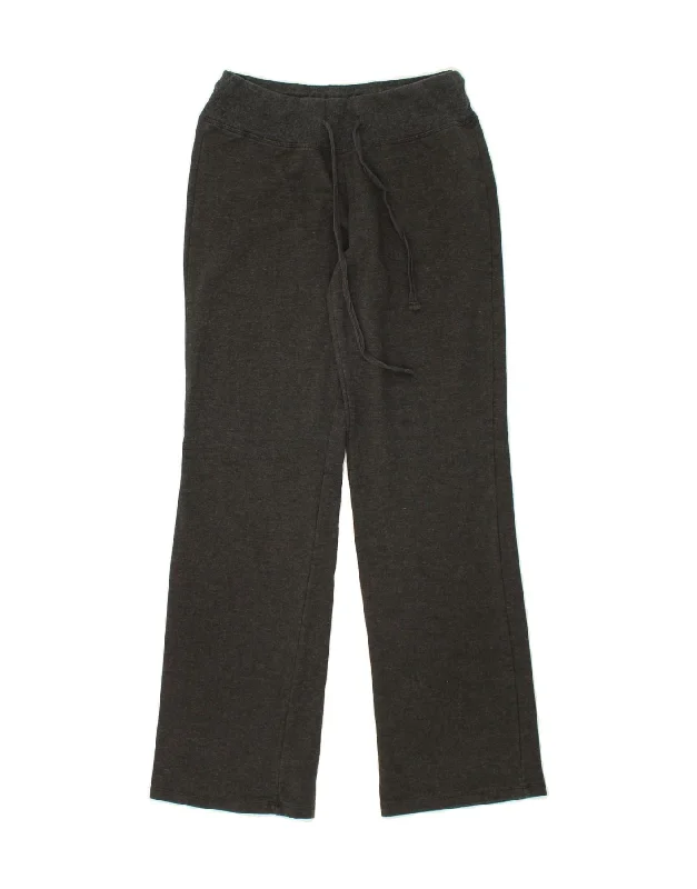 EDDIE BAUER Womens Tracksuit Trousers UK 10 Small  Grey Cotton Trousers Summer Linen