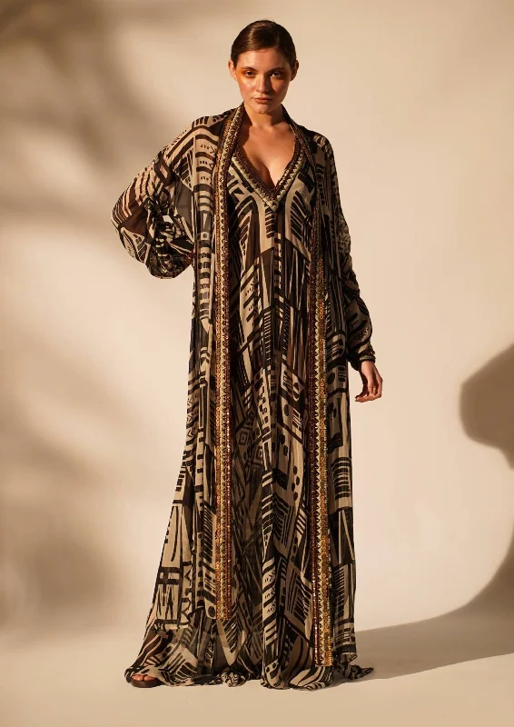 Abstract printed maxi and jacket Zip Front Button Front Snap Front