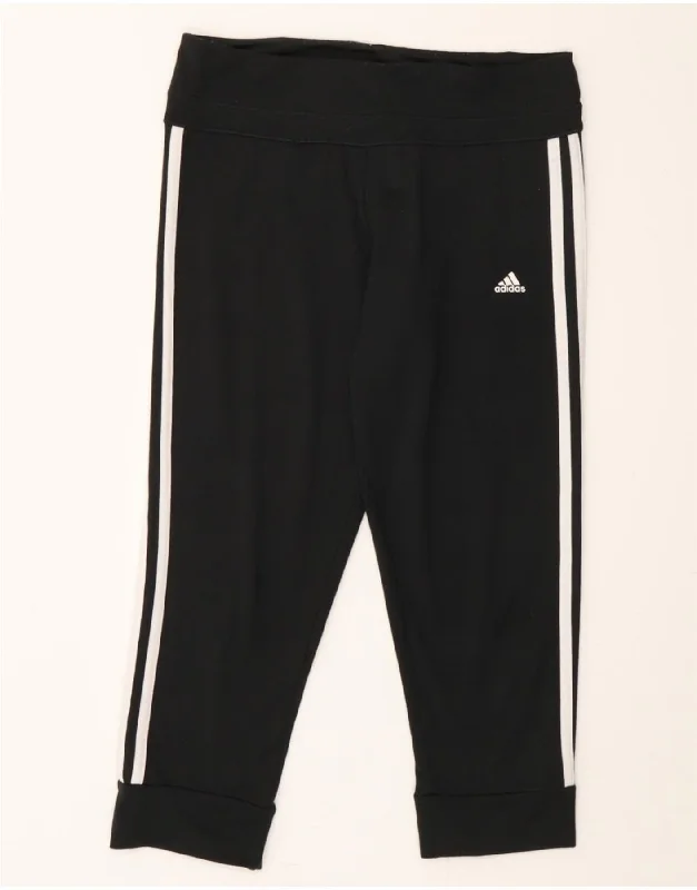 ADIDAS Womens Capri Tracksuit Trousers Joggers UK 8/10  Small  Black Trousers luxurious premium